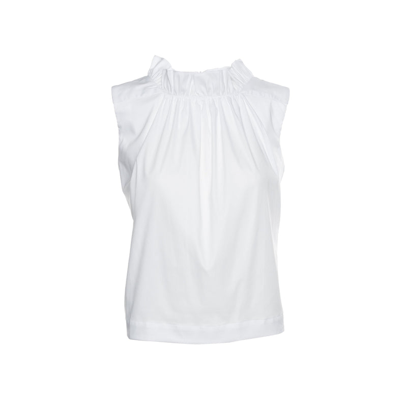 Lucia Ruffle Top in brrr° Oxford - Marceille