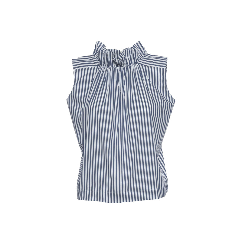 Lucia Ruffle Top in Performance Poplin - Marceille