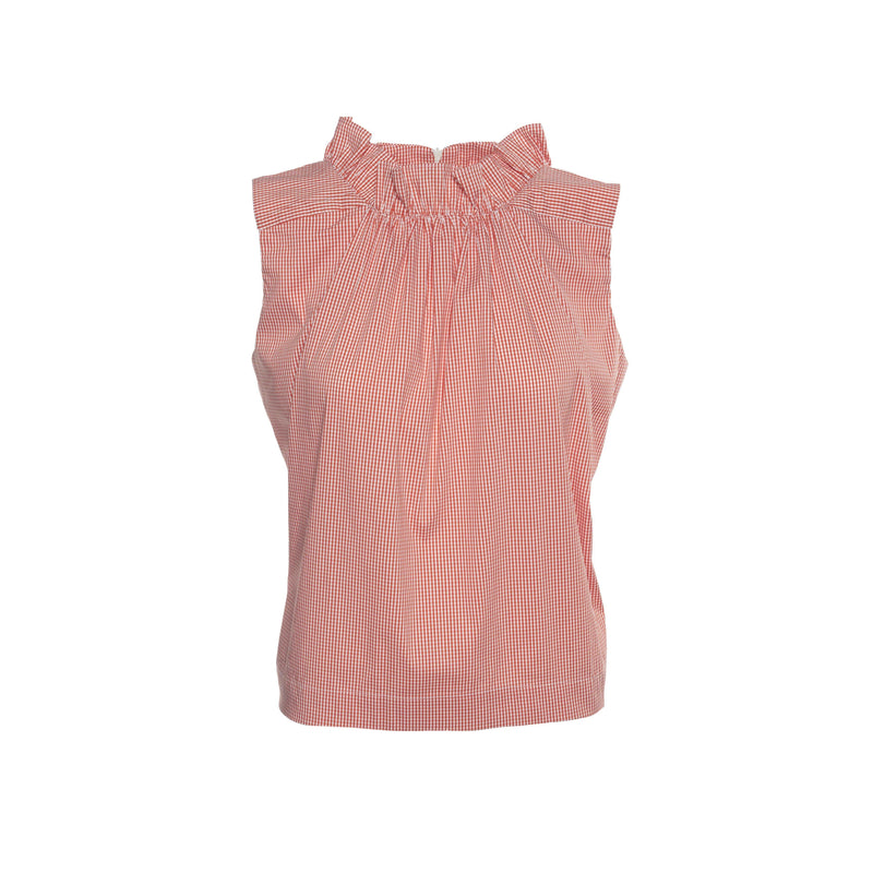 Lucia Ruffle Top in Performance Poplin - Marceille