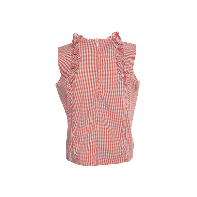 Lucia Ruffle Top in Performance Poplin - Marceille