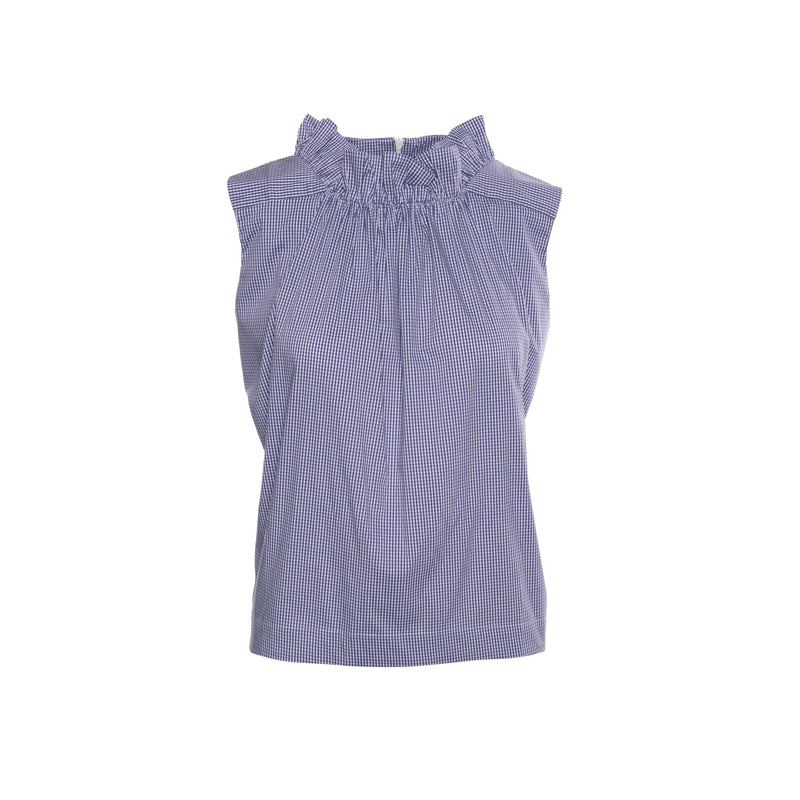 Lucia Ruffle Top in Performance Poplin - Marceille