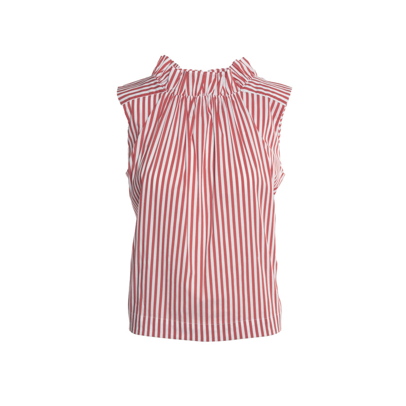 Lucia Ruffle Top in Performance Poplin - Marceille